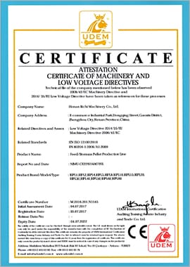 Certification Of Feed Pellet Mill