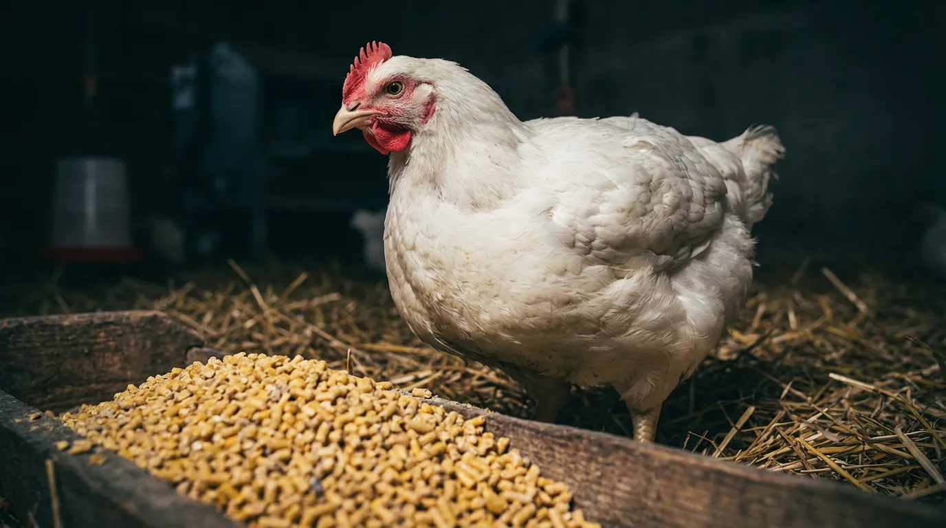 chicken and chicken feed pellets