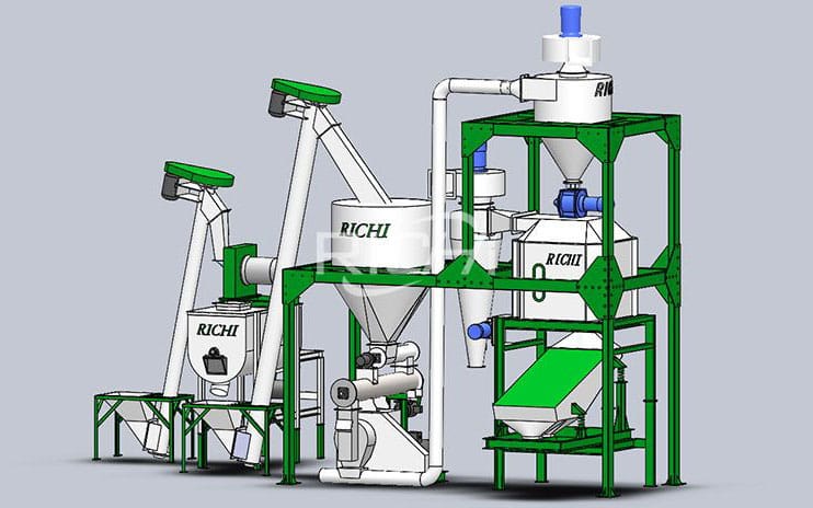 3D design of 1-2tph poultry pellet feed production plant project in Malawi