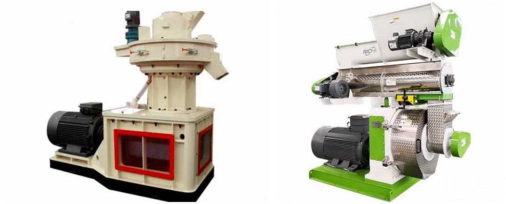 Vertical pellet machine and horizontal pellet mill