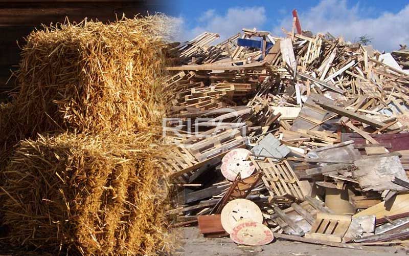 Raw materials are waste wood and straw