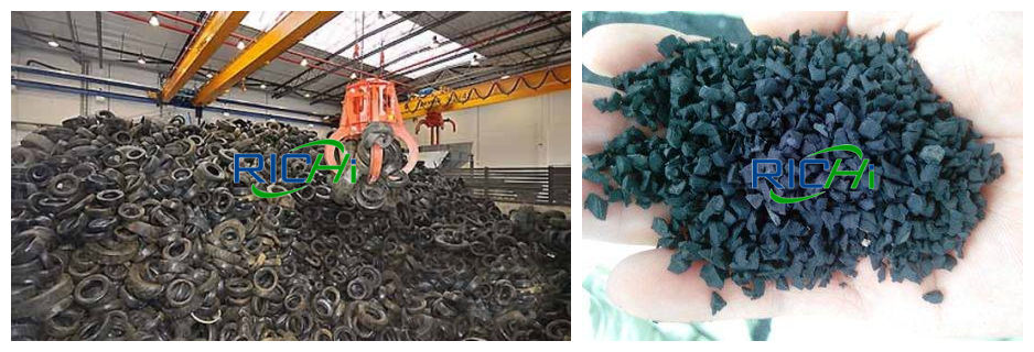 rubber granules made by tire rubber pellet plant in Poland