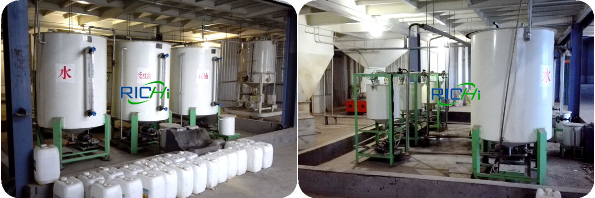 Oil Spraying section in complete fish feed production plant