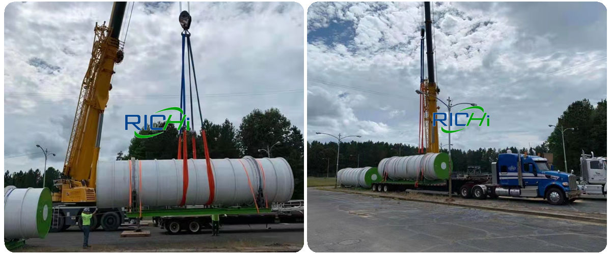 The equipment arrives at the U.S. industrial wood pellet manufacturing plant site
