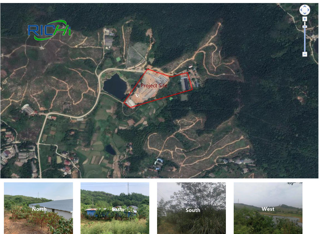 Location and surrounding conditions of the 20t/h pig and chicken manure bio-organic fertilizer production line