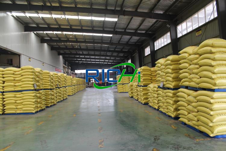 Product warehouse of the fish feed miller